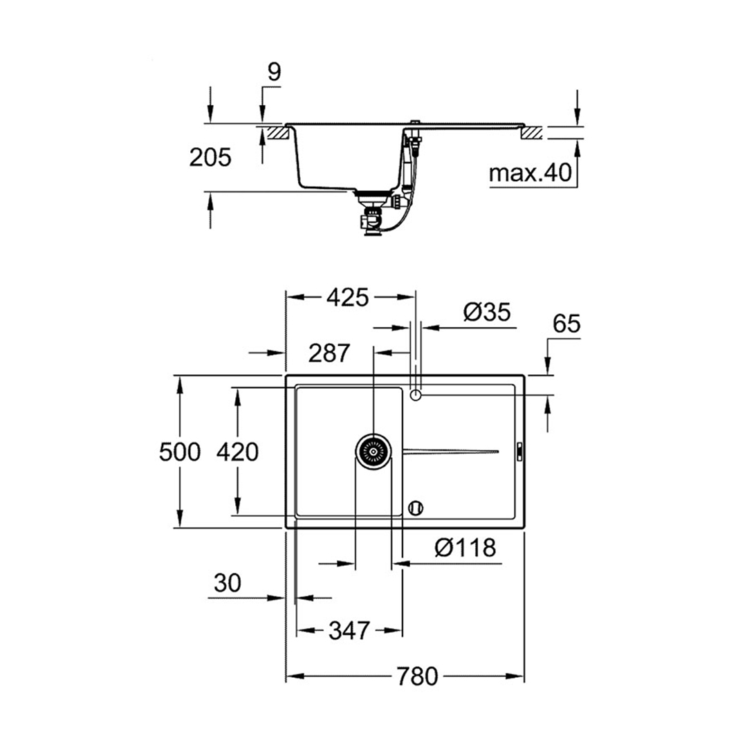 Композитна мивка за кухня с отцедник К400 Grohe 31639AP0 – Grohe 11.12.77.0011 – снимка 1